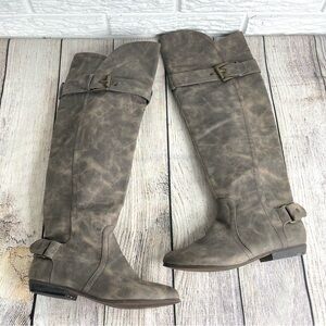 Not Rated Distressed Patterned Over the Knee High Boots Size 6.5